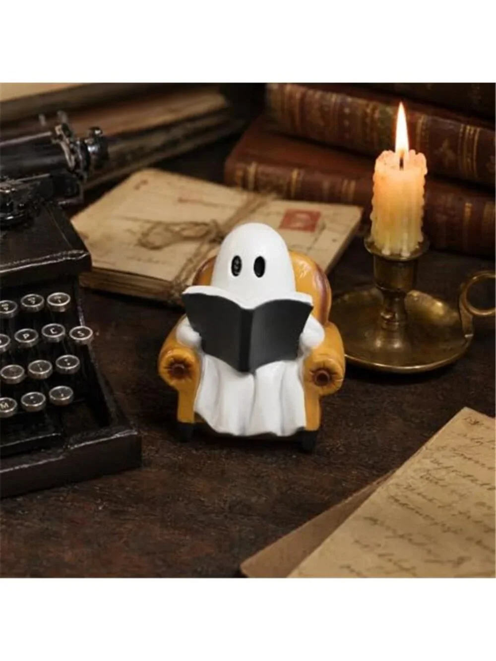 Reading Book Figurines Ghosts Halloween Decor Cute Decor Halloween